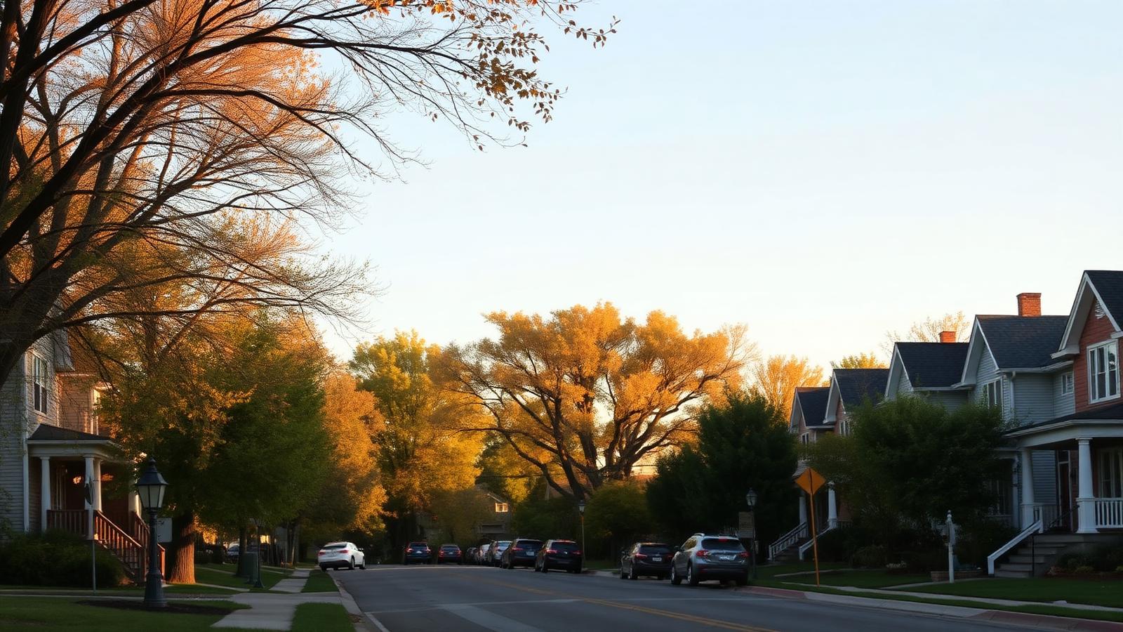 A tree-lined West Michigan neighborhood in autumn